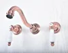 Bathroom Sink Faucets Antique Red Copper Bathtub Basin Faucet Dual Handle Wall Mounted Vessel Mixer Cold Tap Lsf504