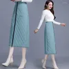 Skirts Winter Warm Down Cotton Women 2023 Fashion Mid-length Thicken Windproof Zipper Pocket Ladies A-Line Skirt