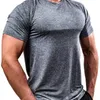 Yeni 8 renkli fitness t-shirt erkek hızlı kuru nefes alabilen sporlar koşu eğitimi yüksek elastik taytlar kısa kollu spor koçluk takım elbise