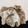 Jacken Kinder Langarm Shirts Baby Tasche Mantel Mode Mädchen Strickjacke Vintage Kinder Jungen Herbst Kleidung 230313