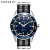 Relógios de pulso Corgeut 41mm Relógio Mecânico Automático Homens Luxo Militar 007 Relógio Nylon Strap Luminoso Calendário À Prova D 'Água Masculino Relógio de Pulso 230313