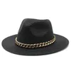 Wide Brim Hats Sun Hat Women Silver Chain Summer Straw Flat Top Outdoor Leisure Seaside Sunshade Beach Wholesale