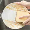 クリエイティブなトーストシェイプディッシュウォッシングスポンジポット料理のための洗えるスクラバーツールキッチンアクセサリー家庭用クリーニングガジェット