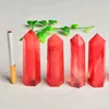 Decorative Figurines Quartz Crystal Red Smelting Wand Point Polished Gemstones Tower Healing Reiki Decoration Stones