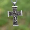 Catene Albero Della Vita Croce Collana Argento Colore Dichiarazione Gioielli Con 50 Catena In Acciaio Inossidabile