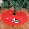 Christmas Decorations Tree Skirts Fashion Santa Snowman Elk Pattern Mat Cover Round Red Rug Xmas Home Festive Party Skirt