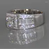 Cluster Rings 2023 Solitaire Мужское 6 -мм бриллиантовое кольцо Реал 925 Серебряные серебряные украшения обручальное обручальное обручальное кольцо для мужчин вечеринки бихоу
