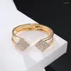 Pulseira de pulseiras quadradas de cor dourada ajustável para mulheres abertas de pulseira geométrica Braslete Mujer