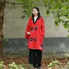 Damenjacken 2023 Kunstpelz Outwear Frauen Wintermantel Große Blume Stickerei Chinesische Lange Jacke V-Ausschnitt Mori Mädchen Warm Vintage Fleece MantelW
