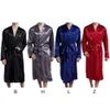 Robes pour hommes Robes classiques pour hommes Twill Vêtements de maison Robes longues Poche Imitation Soie Peignoir Été Automne Sommeil Salon 230313