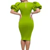 Party Dresses Puff Sleeve Bag Hip Sexy Dress Women Summer Lady Office Elegant Work Wear Bodycon Business Outfti Midi Vestido