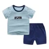 Clothing Sets Casual Kids Clothes 2 Piece Set Clothing Green Cool Boy T-shirt Shorts Clothing Boys Tracksuit Children Baby Clothes 230313