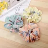 Cartoon Flower Printed Hair Rope Ribbon Ponytail Hair Tie Soft Silk Stretch Elastic Hair Bands Hair Ring Plaid Elegant Scrunchies Headdress 1911