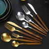 Set di stoviglie Set di posate in acciaio inossidabile Design portatile Forchette da cucina Cucchiai Utensili Cena Assiettes occidentali Stoviglie OA50DS