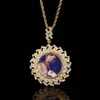 Bling Hip Hop 18K Real Gold Plated Custom Crown Photo Pendant Necklace Men Gifts