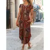 Casual Dresses Women New Loose Boho Vintage Ruffles Befree Summer Printed Pocket Elegant Party Dress Summer Party Maxi Dresses