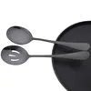 Conjuntos de utensílios de jantar 8pcs colher de serviço preto conjunto salada de sopa de aço inoxidável para a mesa de festa de cozinha pública da casa