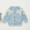 Jackets lente babymeisjes borduurvoordelenjacht kleding herfst babymeisjes lange mouw printen gebreide jas kinderen kinderen meisjes jassen 230313