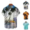 Men's T Shirts 2023 3D Print Painting Floral Hawaiian Shirt Men Women Turn Down Collar Fitted Dress Long Sleeve Device