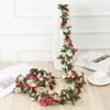 Flores decorativas 2pcs 45 cabeças de decoração artificial rosa videira de seda falsa para decoração de casamento de alta qualidade Festa de Natal do jardim