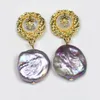 Orecchini a bottone KBJW Orecchino gioielli originali Ciondolo perla barocca vintage Colore oro Fantasia viola reale per donne da ballo