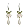 Boucles d'oreilles pendantes de luxe, lustre Orange, muguet, Vintage, perle, plante, fleur, cadeau de fête, G230313