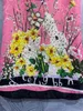 드레스 디자이너 패션 동물 꽃 프린트 수제 봄/여름 2023 짧은 소매 느슨한 둥근 넥 드레스 흑백 s-xl