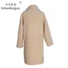 Femmes de fourrure Faux Linhaoshengyue 2023 printemps femmes mélanges laine 90 cm longueur manteau automne mode