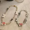 Chains Iced Out Full Rhinestone Enamel Butterfly Miami Cuban Link Necklace For Women Hiphop Bling Chunky Thick Choker Punk Jewely