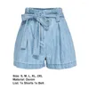 Women's Shorts Women's Denim Fashion Summer Solid Color Lace-up Loose-fitting Bowknot High Waisted Short Jeans Ladies Pocket Streetwear