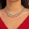 Ketens kleurrijke kralen kralen ketting voor vrouwen kerstmis veelzijdige zoete coole single-layer eenvoudige persoonlijkheid sprookjes sieraden yc