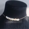 Ketten Mode 7-8mm Weiße Barockperlen Halskette 18 Zoll Zubehör Klassisches Geschenk Hängen Makelloser Schmuck Schicke Hochzeit Frauen