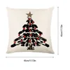 Kudde juldekor täcker 45x45 cm vinter bondgård hem dekorativ söt dvärg med älg tryckt linne kudde