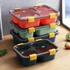 Servis uppsättningar 3-färg plast enkel lunchlåda med soppskål barn kan vara mikrovågsugn kontorsarbetare snackplatta