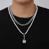 Pendant Necklaces WeSparking EMO Three Layers Chains Stainless Steel Necklace Guitar For Men Women 2023 Trend