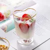 Kommen transparante glazen kom creatief hartvormige goud rand hamer oogpatroon salade fruit dessert servies set