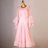Stage Wear Sexy Modern Dance Costume Pink Round Neck Ballroom Competition Dress Women Long Big Swring Waltz Clothes