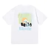 Haute qualité Mens T-shirt Designer Hommes Femmes Rhude T-shirts Mode Casual Manches Courtes US Taille S-2XL Blcak Blanc Beige