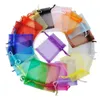 10x15cm 23 cores sacos logotipo personalizado cordão presente bolsa jóias malha embalagem mini organza sacos de corda