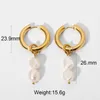 Boucles d'oreilles créoles perles d'eau douce irrégulières pendentif gland cercle rond pour femmes filles acier inoxydable bureau bijoux cadeau