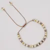 Strand Vlen Polymer Clay Heishi Bracelet Gold Color Bracelets for Women Vintage Jewelry Love Heart Beads Confing Pulseras