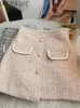 Юбки панталоны твидовые юбки Женщины контрастируют цветные бисеропиты с сладкой осенью зимой Фалдас Корейская мода Элегантная ретро Юпе Фемма 230313