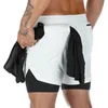 Shorts de course à double pont hommes poches multiples GYM Sport Fitness Jogging entraînement pantalons de sport à séchage rapide