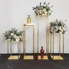 Heminredning 4-delad set bröllop båge guldpläterad geometrisk blommor stativ dekoration glans