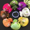 Gift Wrap 40pcs Hand Ribbon Embroidery Small Round Cloth Bag 8 Grid Pocket Drawstring Travel Makeup Jewelry Storage Pouches