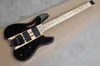 Chitarra elettrica Factory Black Headless con tastiera Neck-Thru-Body Black Hardware in acero Pickup HH 24 tasti personalizzabili