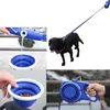 Colliers pour chiens Laisse rétractable 3 en 1 Portatbale Pet avec bol pliant Distributeur de sacs à ordures pour petits chiens de taille moyenne