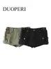 Women's Shorts DUOPERI Women Fashion Cargo Denim Skirt Shorts With Belt High Waist Zipper Fly Female Pants Mujer 230313