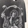 スカルスネークプリントプラスサイズメンズ Tシャツレトロユーズド加工酸洗浄ヘビーコットン Tシャツマンヴィンテージ特大 Tシャツストリート Tシャツユニセックス半袖