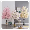 Ghirlande di fiori decorativi 50 cm Albero di Sakura finto artificiale Pianta interna Bonsai Decor Decorazione soggiorno Piante finte rosa con fiori di simulazione in vaso 230313